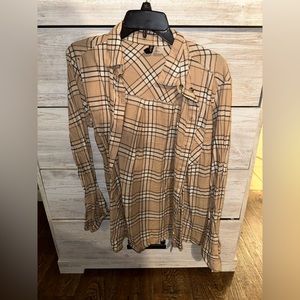 Two flannels -Cream- -Purple-